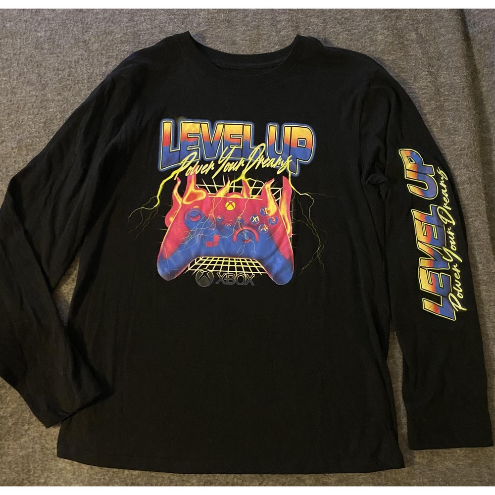 Xbox Shirt Boys 2XL (18) Black Level Up Power Your Dreams Long Sleeve Graphic